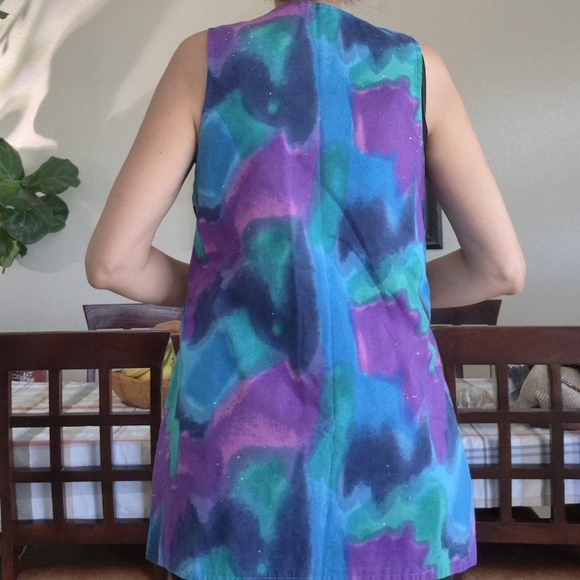 Vtg. Parrot head floral Vest Sz Medium - Picture 2 of 16